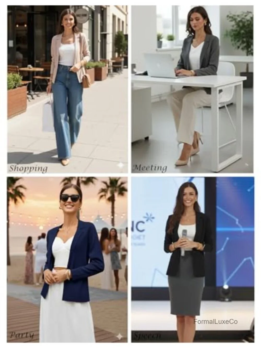 Lightweight Knit Blazer Long Sleeve Business Casual Cardigan Work Office